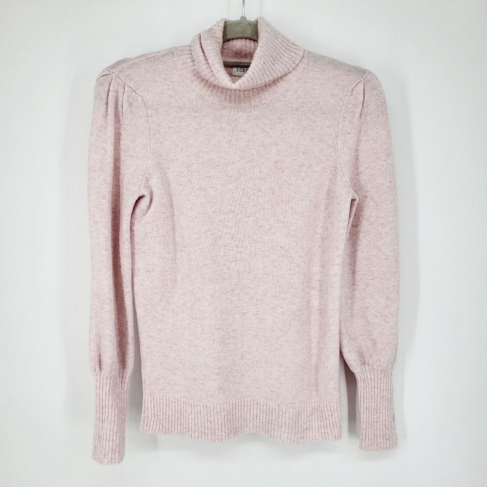 J.Crew Wool Blend Knit Turtleneck Sweater Pink Long Sleeve Soft Cozy Size XS